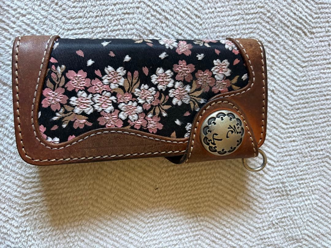 花山 KAZAN 長財布 レザー ウォレット 桜柄