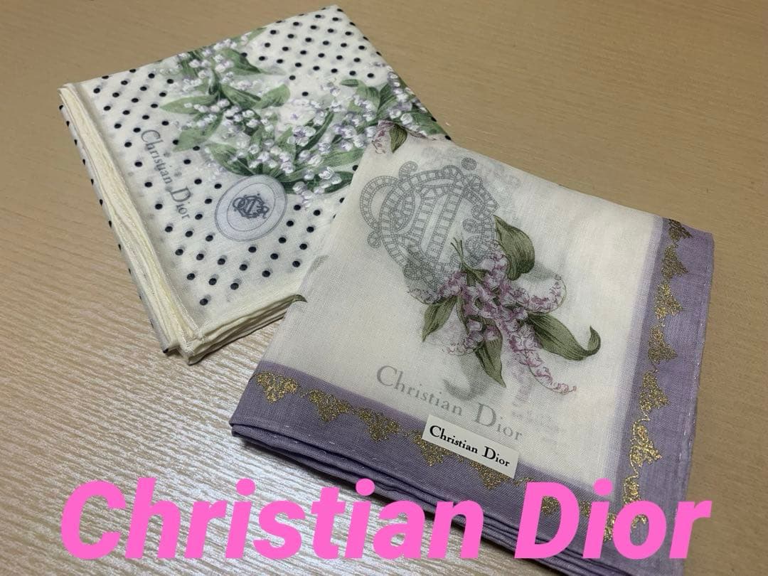 【新品•未使用品】 DIOR / ディオール　スズラン　ハンカチ　2枚セット