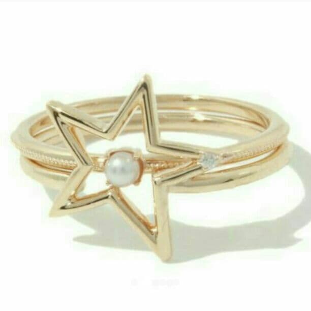 ノジェス ダイヤ&パール スター2連リング