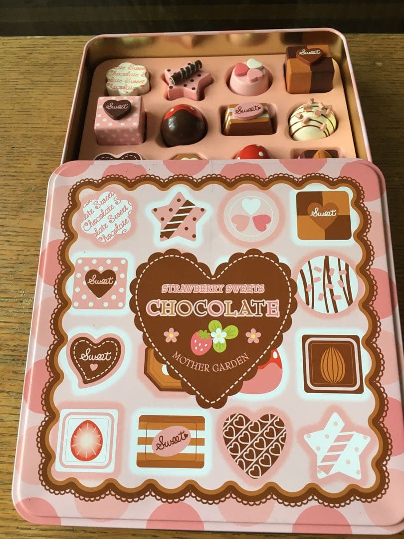 マザーガーデン♪チョコ缶 レトロ 木製 オブジェ ストロベリー 販売終了mother garden;有些许损伤或污渍