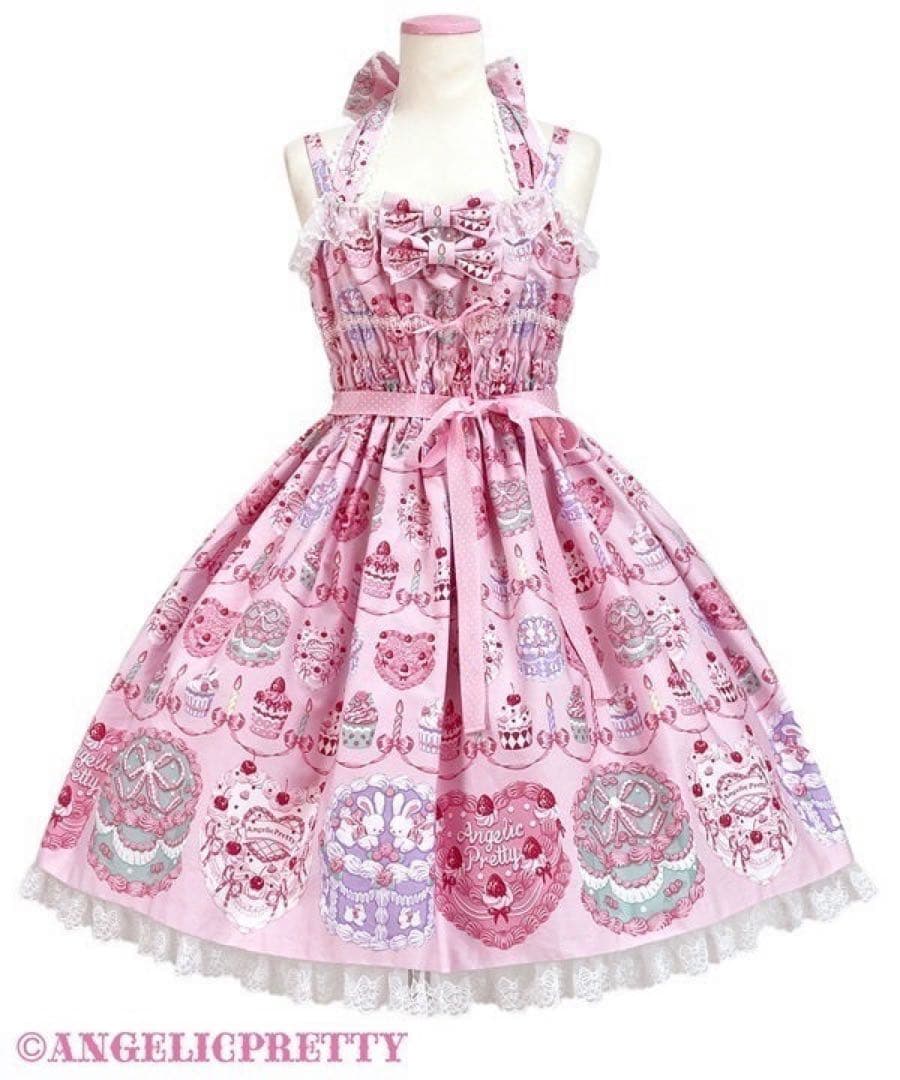 Happy Cakesシャーリングジャンパースカート ピンクAngelic Pretty;接近未使用