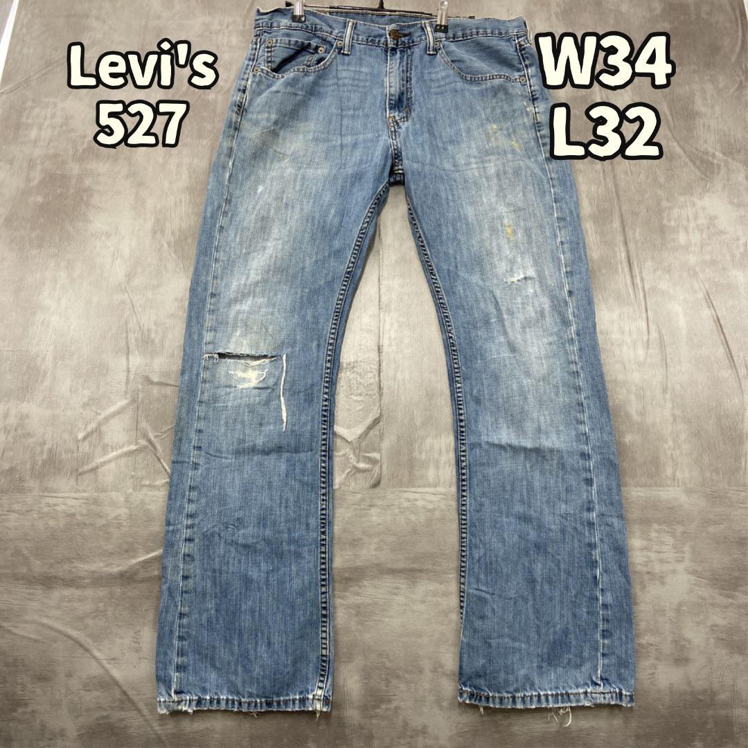 リーバイス 527 デニム パンツ ジーンズ ブルー W34 L32【く217】Levi's;有损伤或污渍