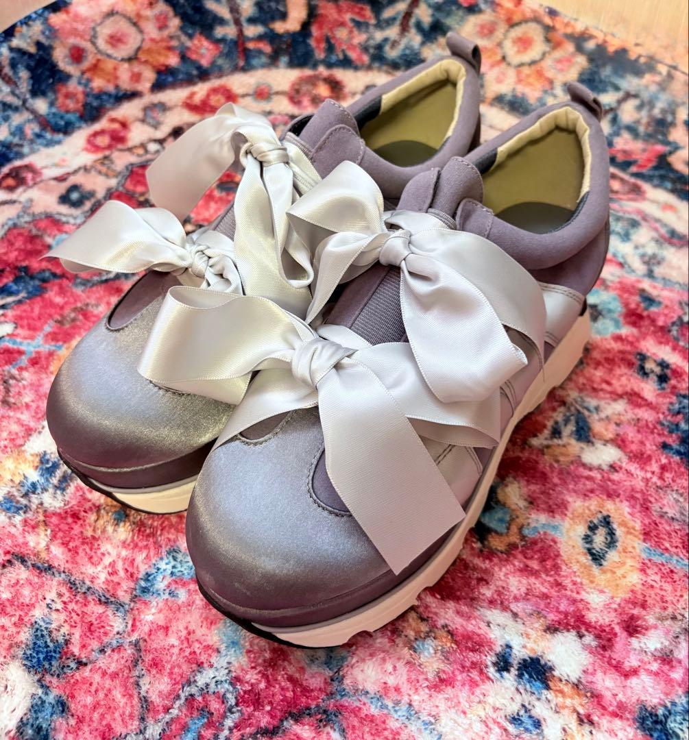 merryjenny メリージェニー リボンスニーカー 厚底 Mサイズmerry jenny;接近未使用