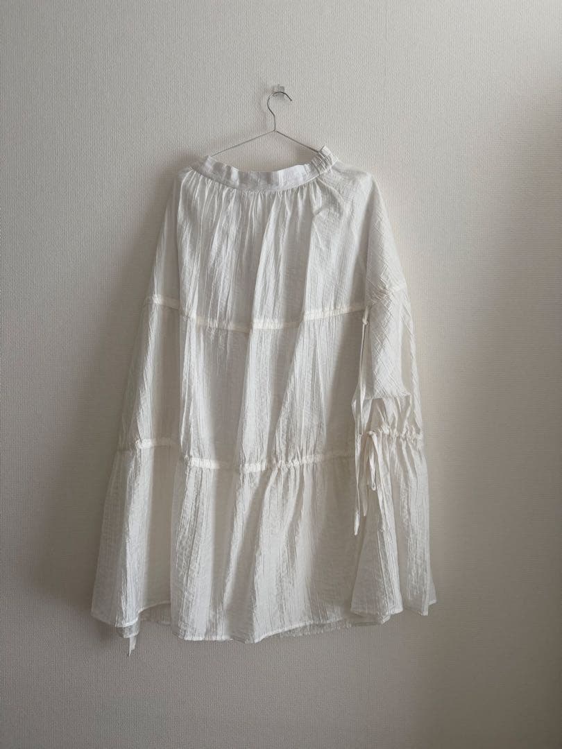 ホワイト ロングスカート　リボン　ゆるふわ