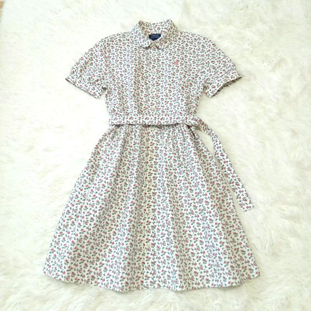 【極美品】 ラルフローレン 刺繍 小花柄 半袖ワンピース 160cm 現行タグPOLO RALPH LAUREN;接近未使用