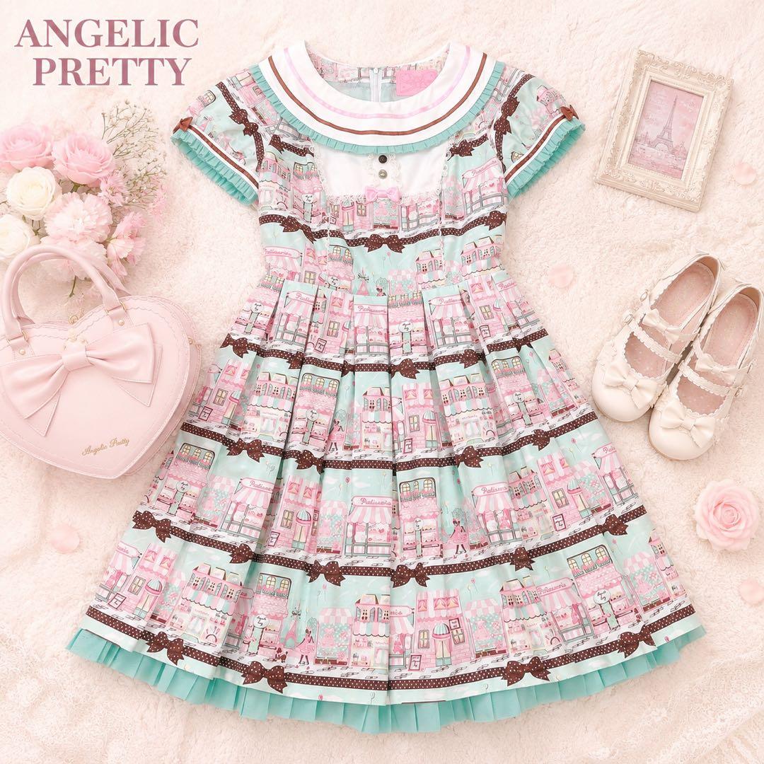 Angelic Pretty ワンピース ミント ロリータ プリーツフリル 希少Angelic Pretty;没有明显的损伤或污渍