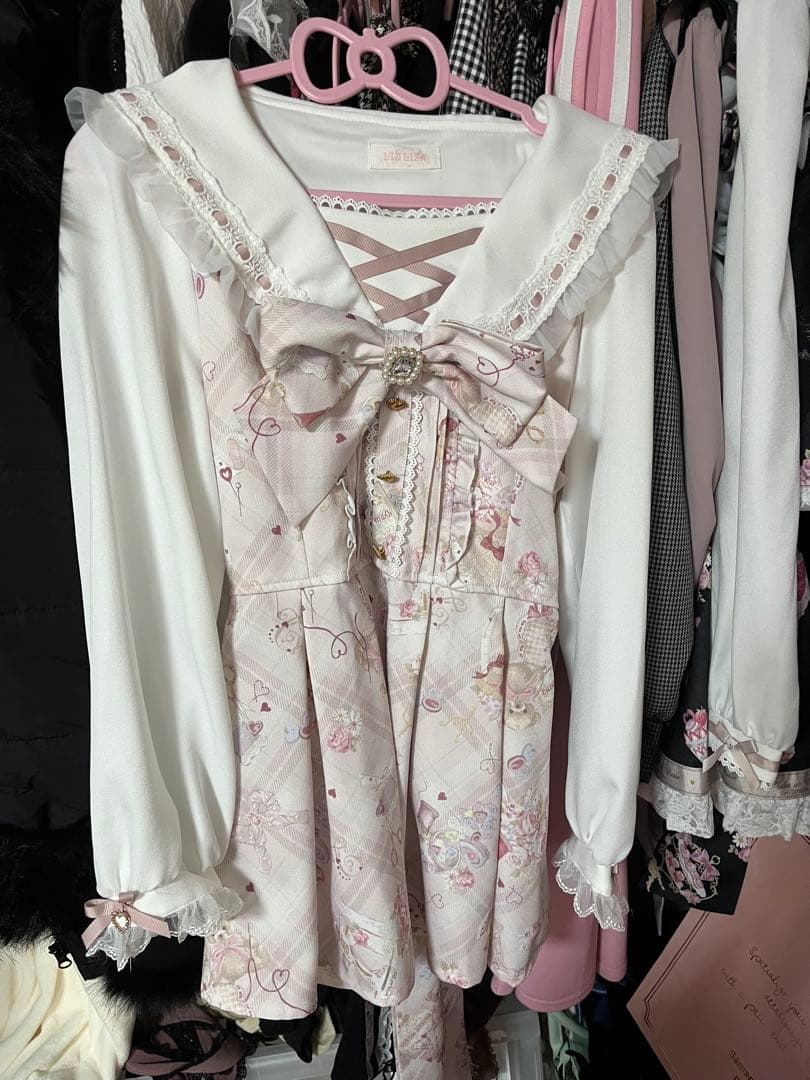 LIZLISA リズリサ Sewing Bear柄セットアップ ピンクLIZ LISA;没有明显的损伤或污渍