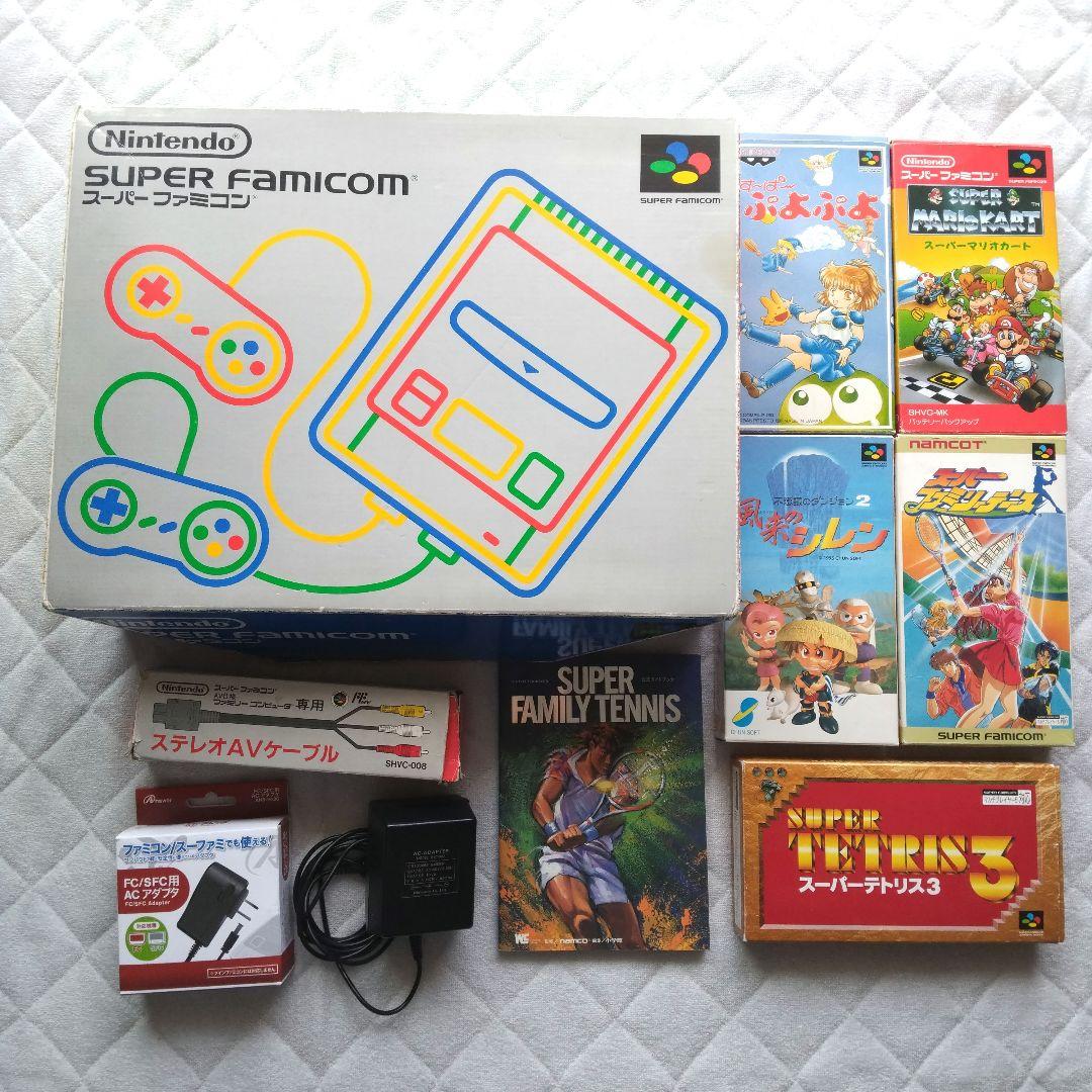 【ジャンク】スーパーファミコン 本体　ソフトセット　箱・説明書付　【ジャンク】Super Famicom;整体状态不佳