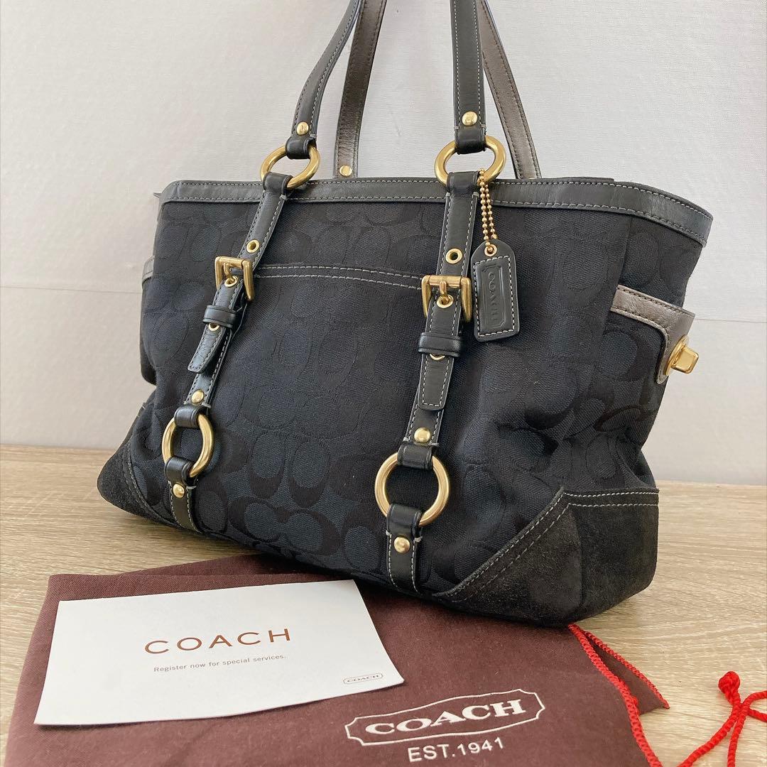 COACH トートバッグ シグネチャー ターンロック ブラック ゴールドy2k