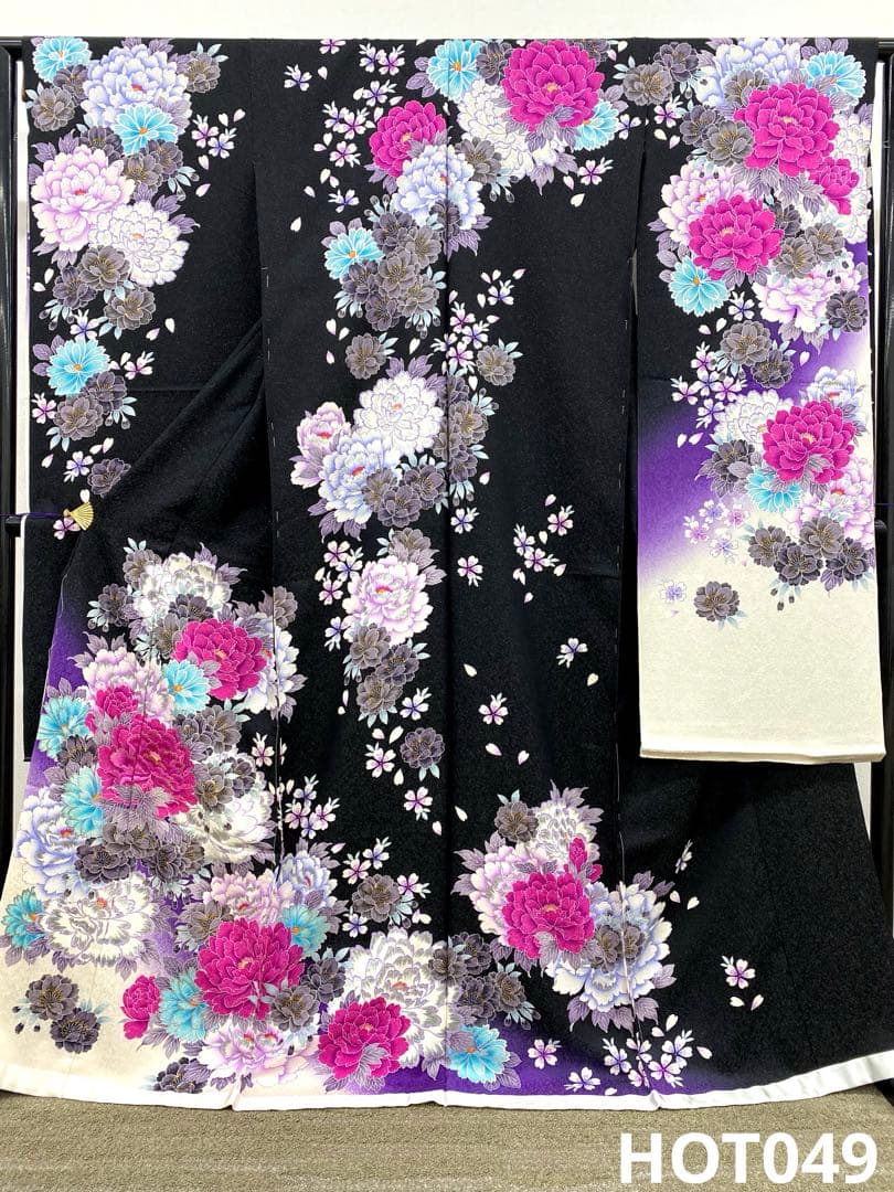 仮絵羽 振袖 刺繍 銀彩 銀通し 未仕立て品 正絹 八掛付 HOT049未使用