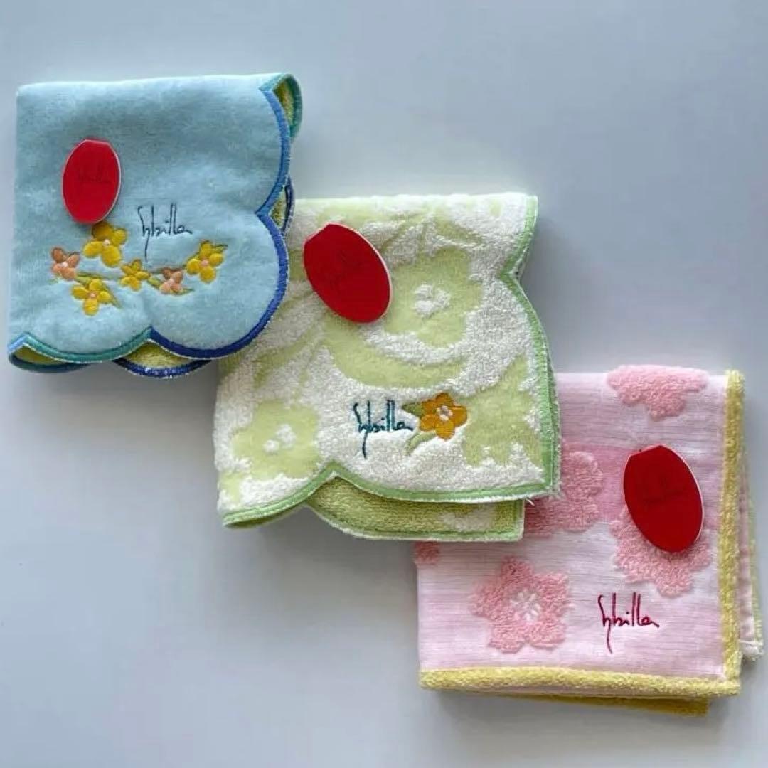 Sybilla シビラ 花柄タオルハンカチ3枚セット【新品未使用】