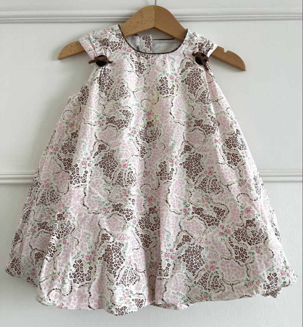 baby Dior ディオール　２４M ９０cm ワンピース　花柄　豹柄　女の子baby Dior;接近未使用