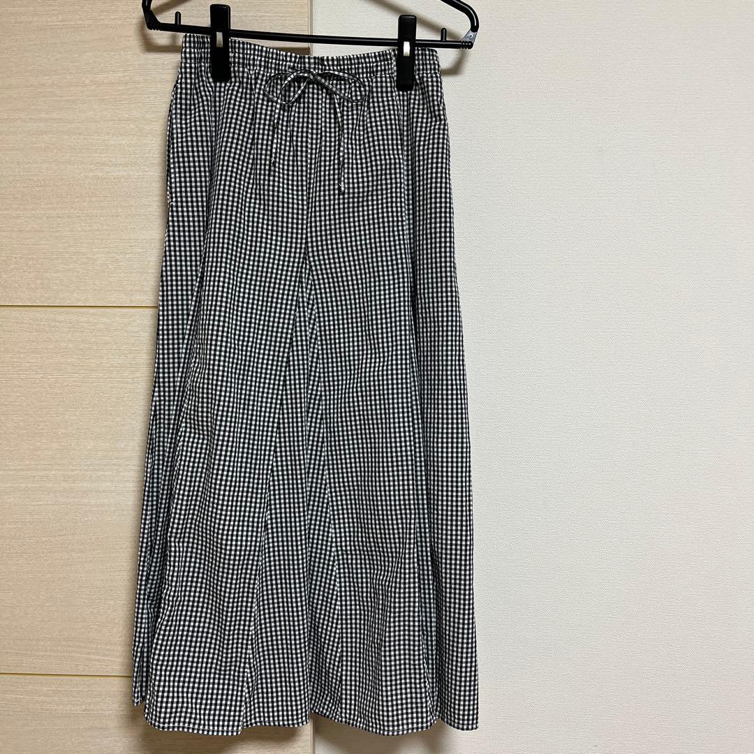 美品　無印良品　ギンガムチェック ロングスカート