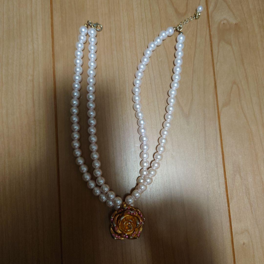 ジーザスディアマンテ　パール 二連ネックレス ローズJESUS DIAMANTE;没有明显的损伤或污渍