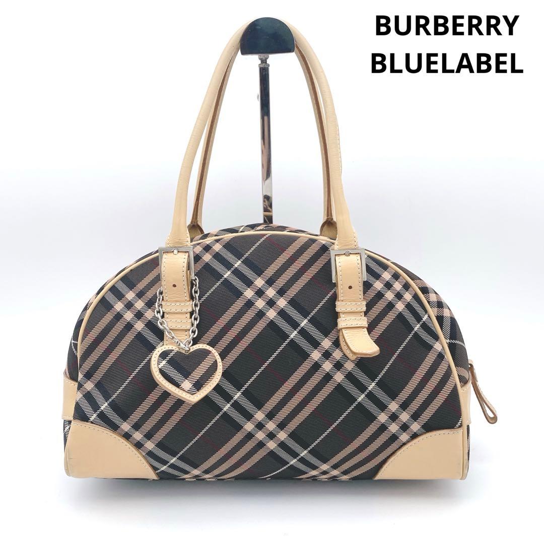 美品希少 バーバリーブルーレーベル ノバチェック柄 ミニボストンバッグ チャームBURBERRY BLUE LABEL;没有明显的损伤或污渍