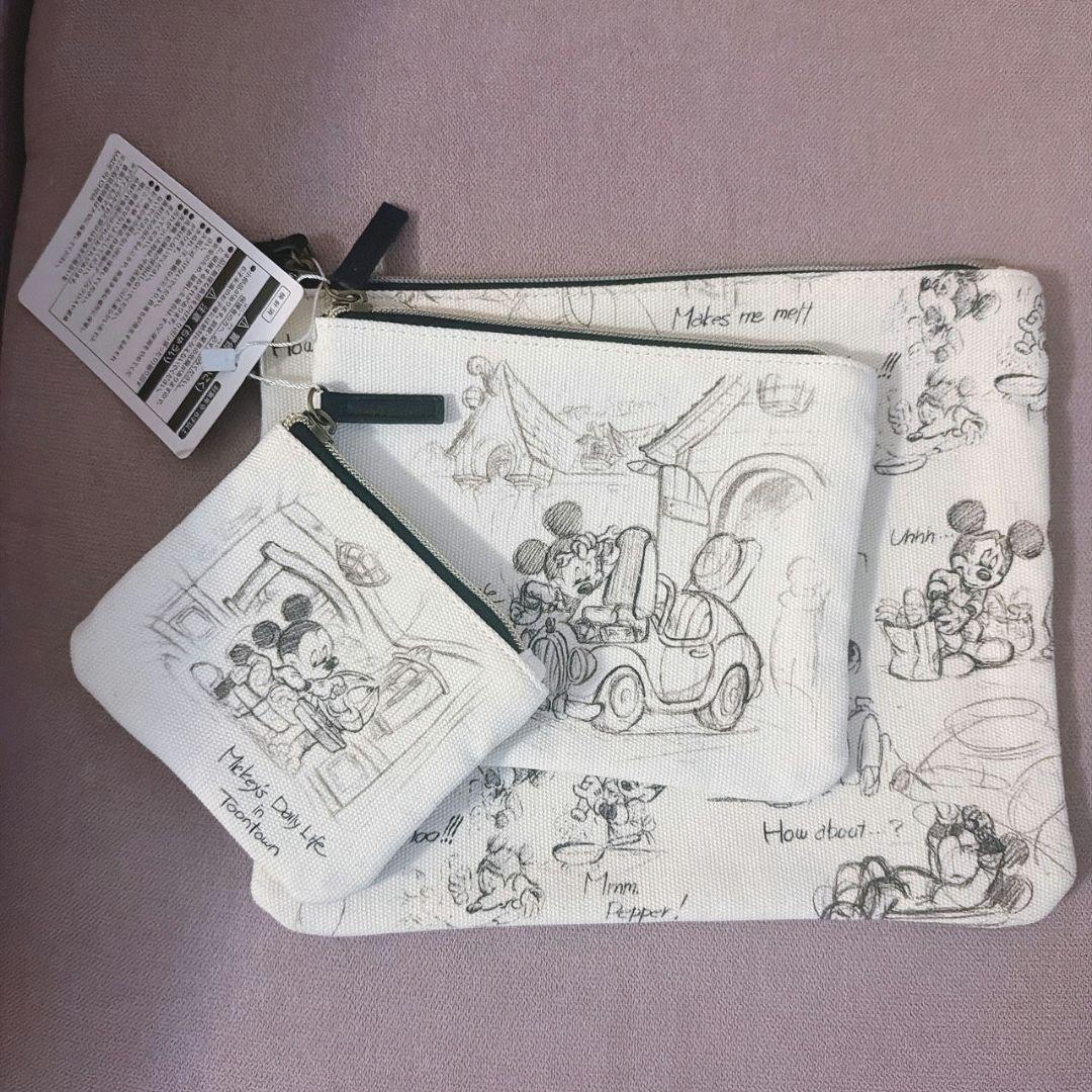 ディズニー　ミッキー　ポーチ　スケッチ　キャンバス