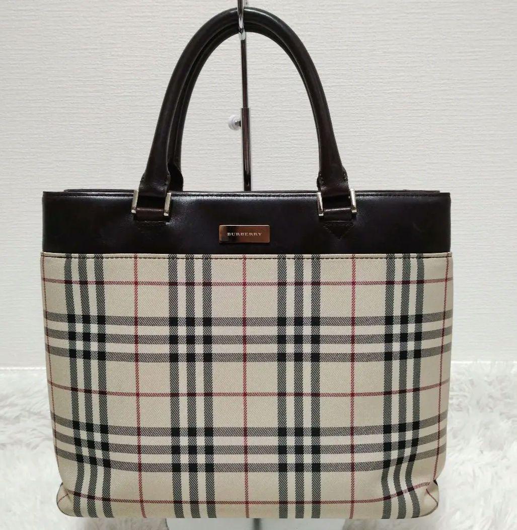 【美品】BURBERRY バーバリー ハンドバッグ トートバッグ ノバチェックバーバリー;没有明显的损伤或污渍