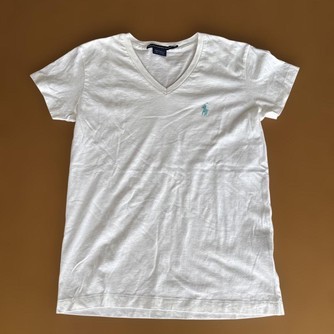RALPH LAUREN SPORT VネックTシャツ ホワイト XS