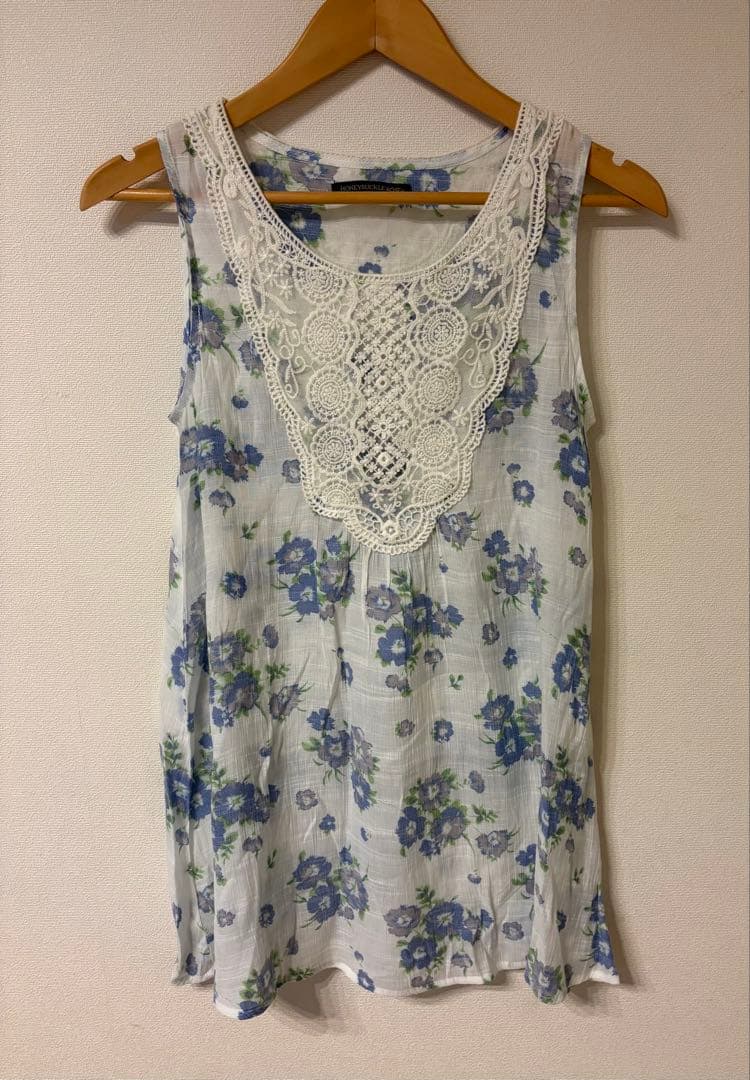 HONEYSUCKLE ROSE 花柄ノースリーブシャツ M