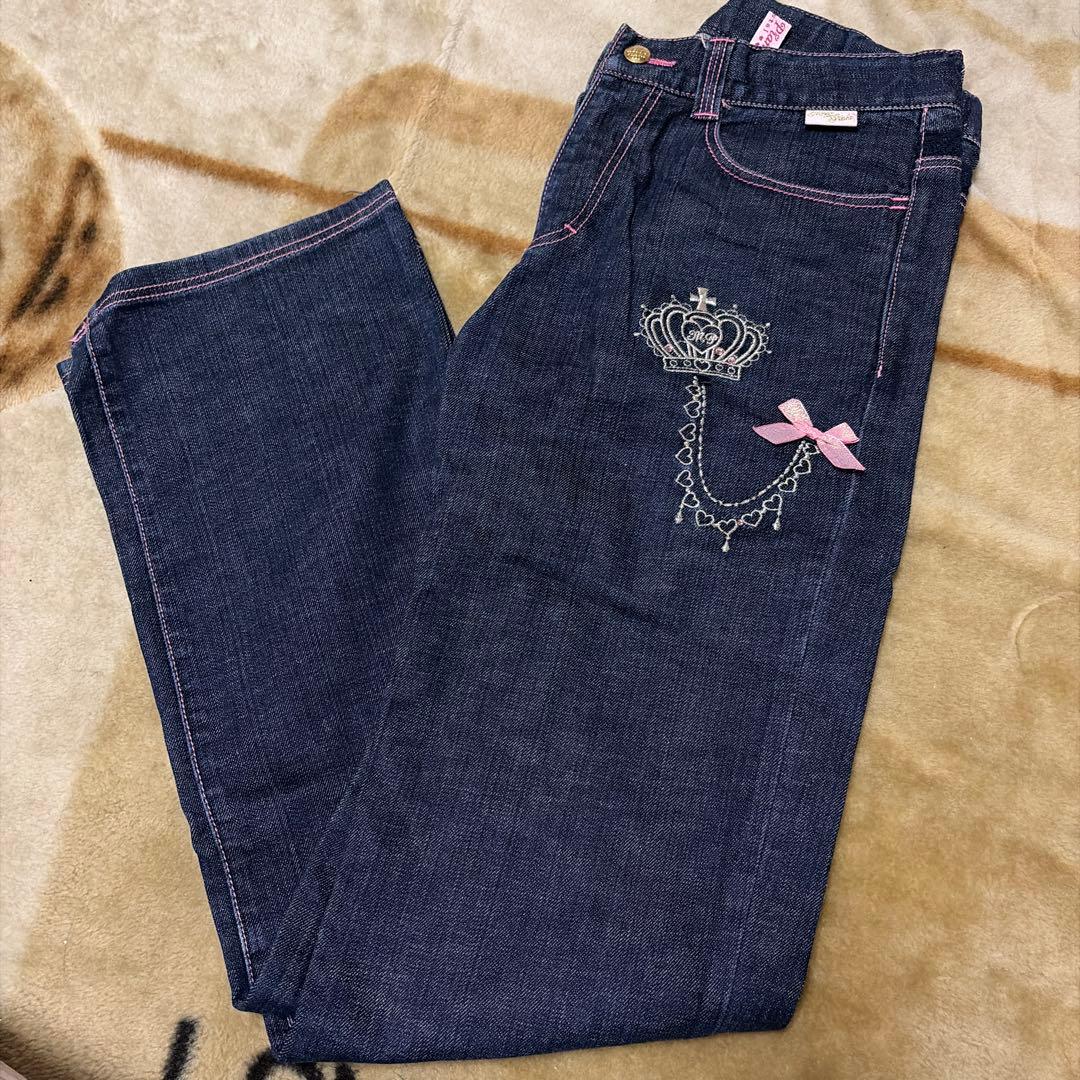 mezzo piano デニムパンツ 160cm 王冠刺繍 y2kmezzo piano;没有明显的损伤或污渍