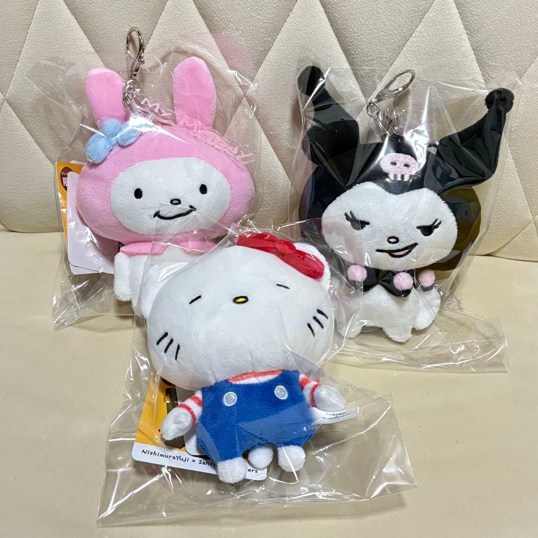 にしむらゆうじ　サンリオ　クロミ　マイメロ　キティ　ぬいぐるみ　バッグチャーム未使用
