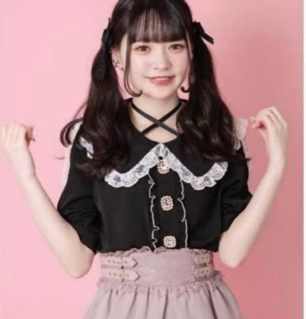 【新品未使用タグ付】ROJITA デコルテクロス配色ブラウスROJITA;未使用
