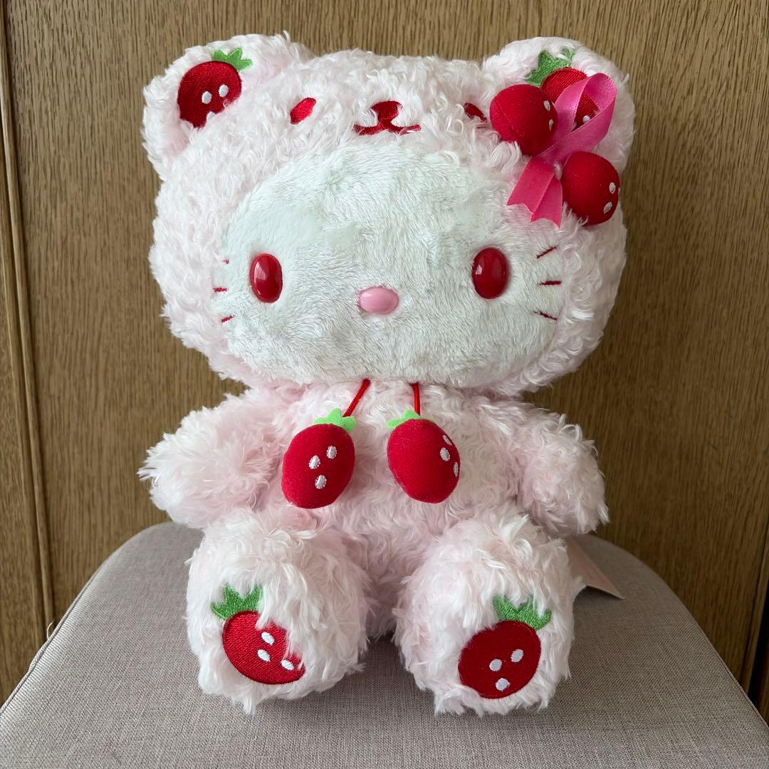 サンリオ ハローキティ ピンクリボン　ぬいぐるみ　レトロ　激レア　希少　いちごSanrio;未使用