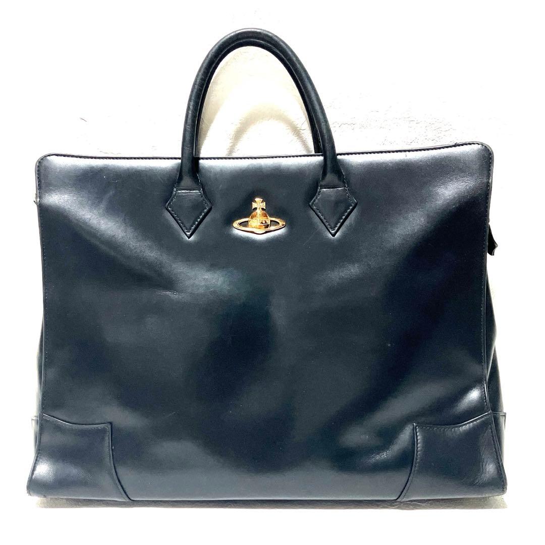 【廃盤品】ヴィヴィアンウエストウッド オールレザー オーブ ブリーフケースVivienne Westwood;有损伤或污渍