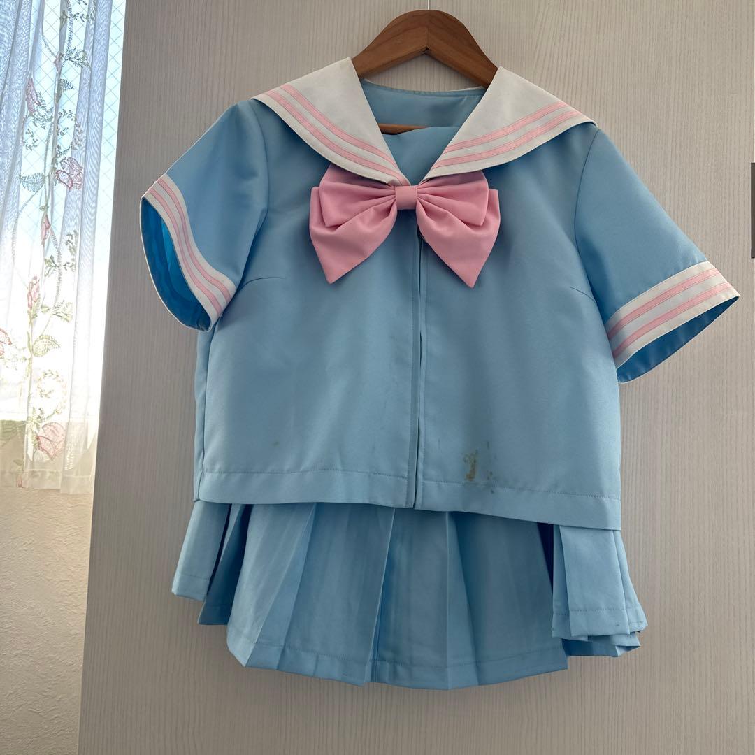 水色セーラー服コスプレ衣装有损伤或污渍
