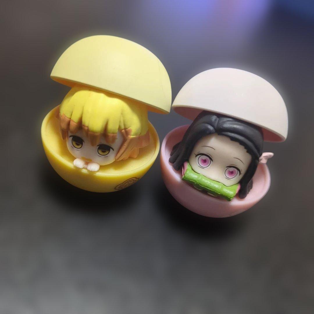 鬼滅の刃 我妻善逸 竈門禰豆子 かぷせるん 2体セット♥︎有些许损伤或污渍