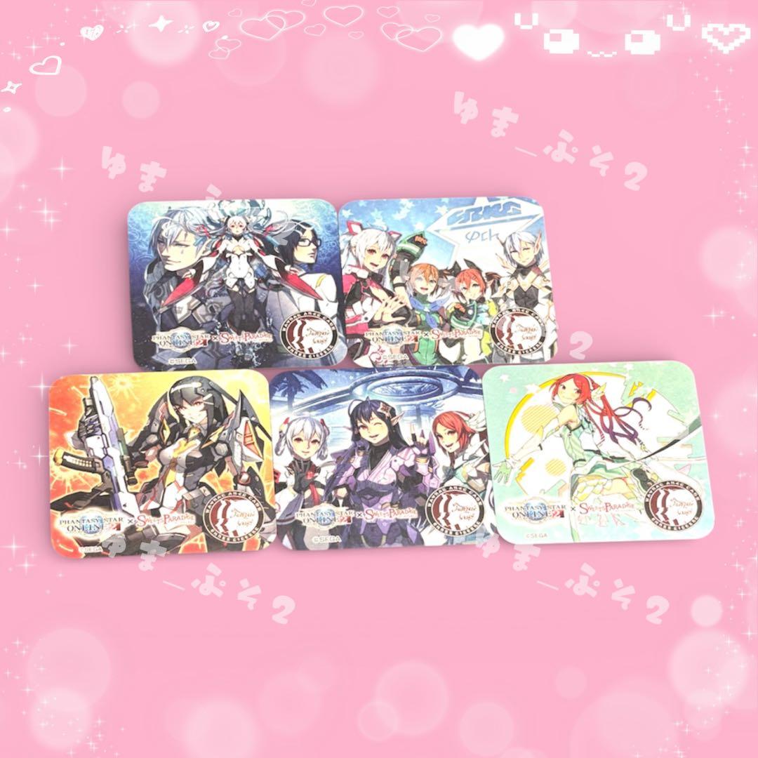 【PSO2】 限定絵柄 スイパラ コースター ルーサー クーナ マトイ リサ