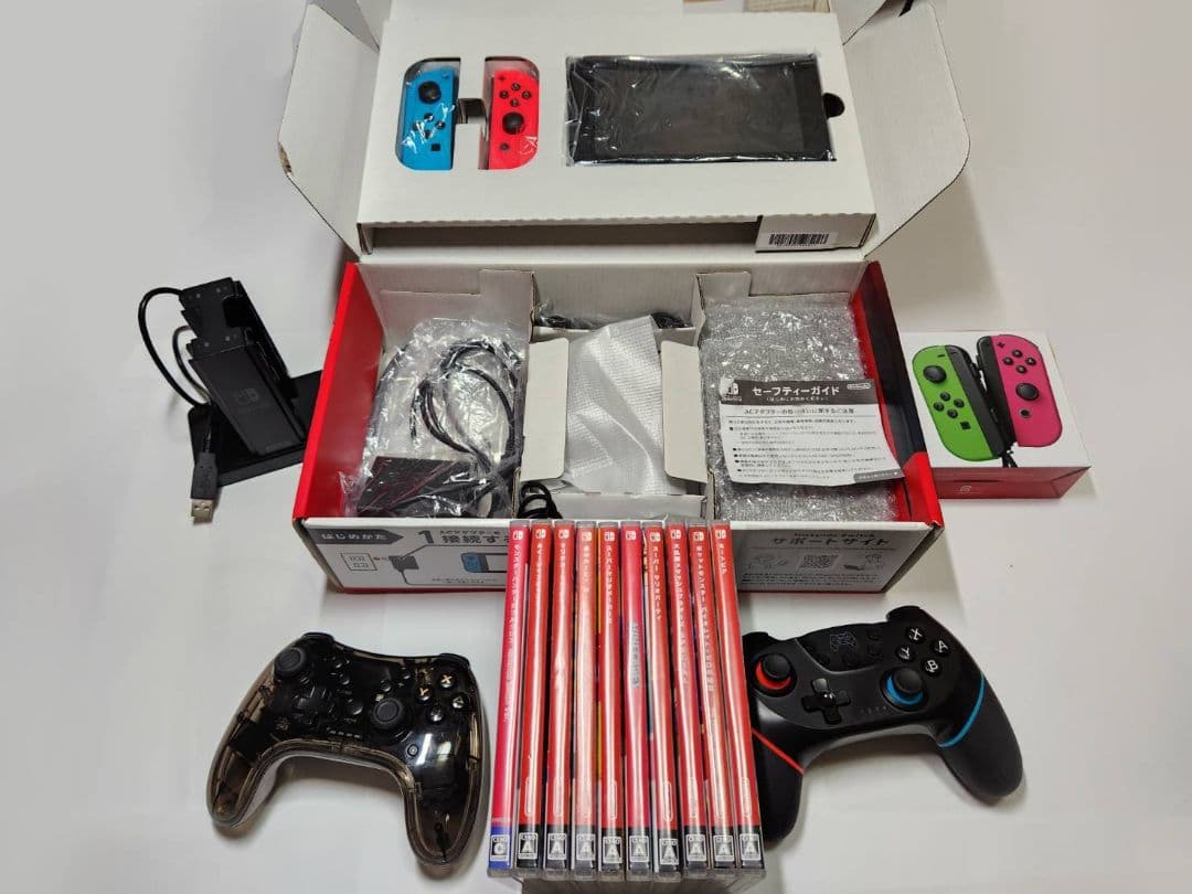 [箱有り欠品無し]Nintendo switch本体+ソフト10本コントローラー任天堂;有些许损伤或污渍