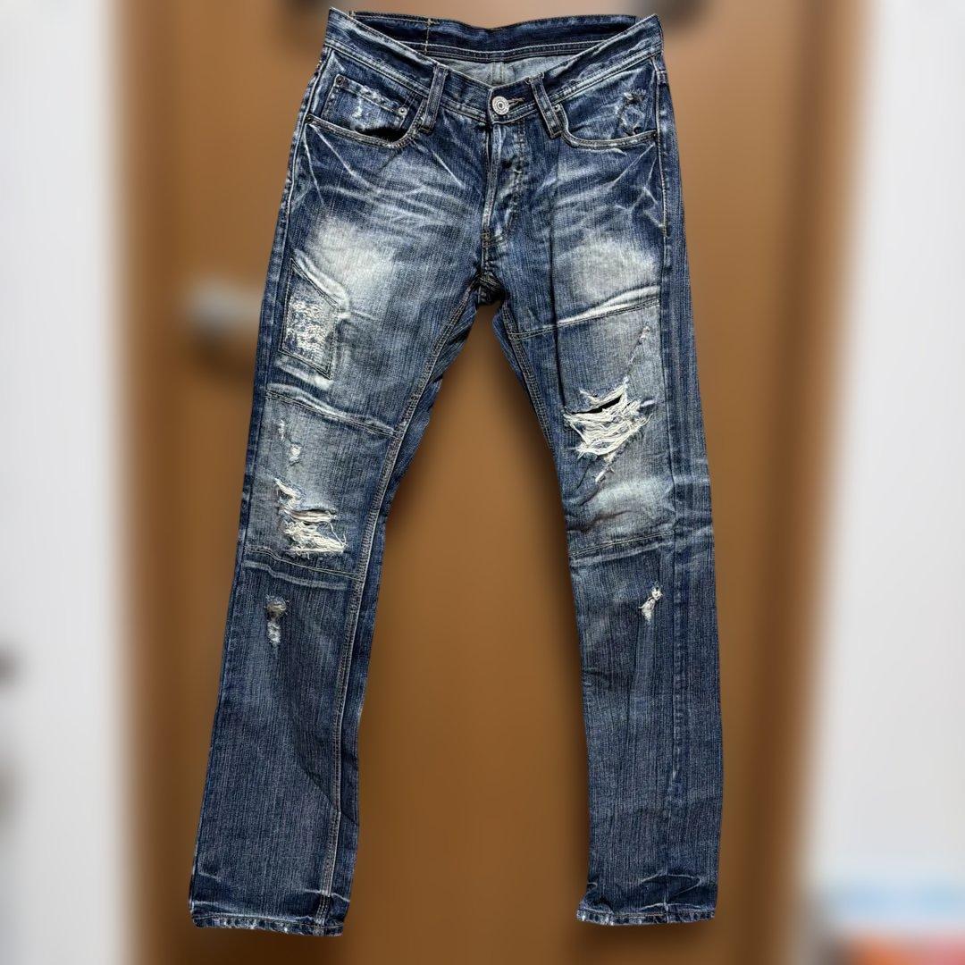 【DIFFERENCE RUPERT】 スキニーダメージデニム クラッシュ加工没有明显的损伤或污渍