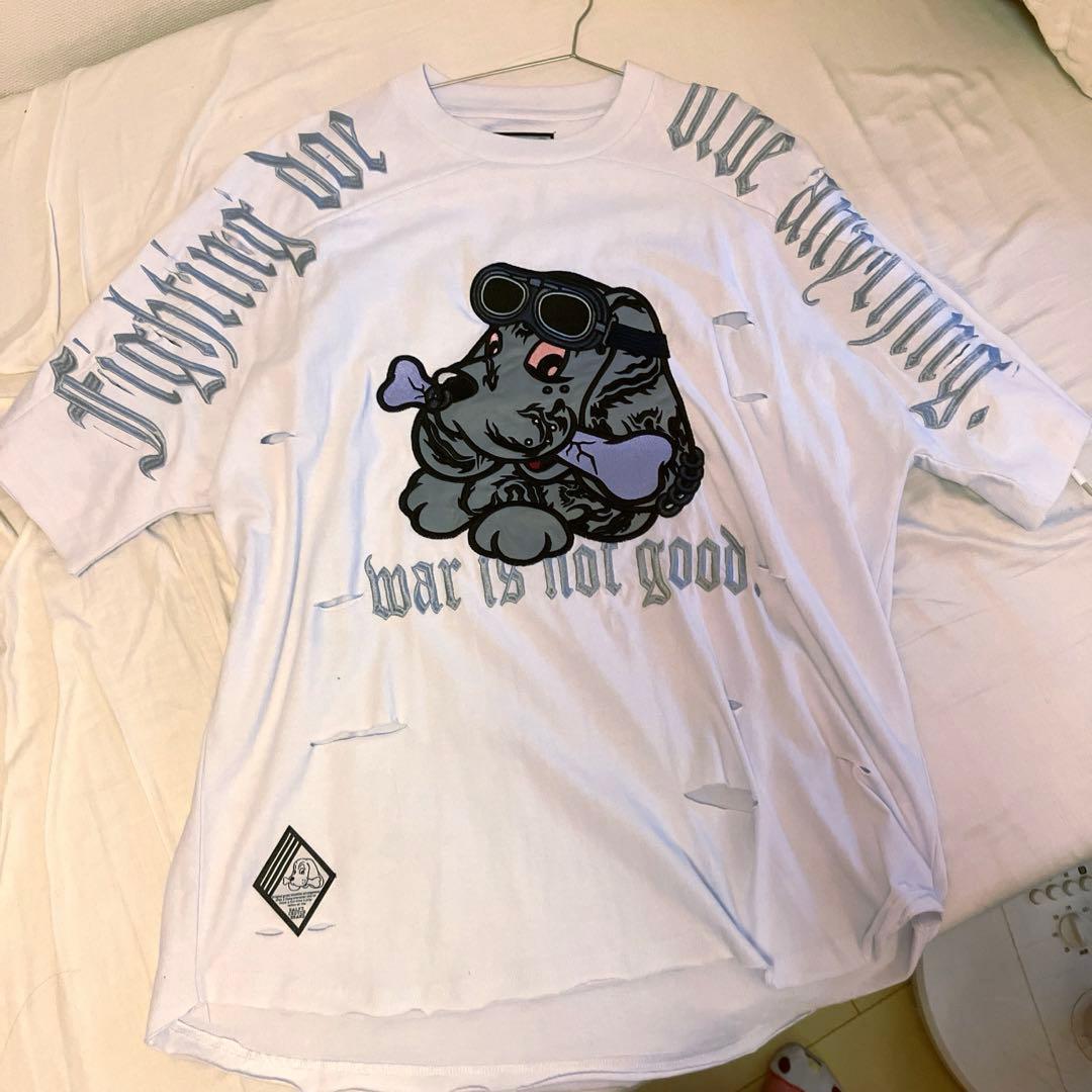 GALFY ガルフィー 闇に染まりし反戦Tシャツ 白 大型犬GALFY;未使用