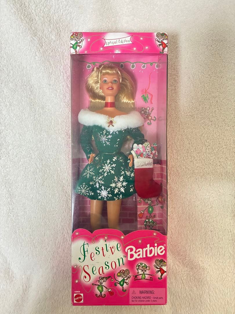 Festive Season Barbie 1997 未開封 箱少し劣化MATTEL;没有明显的损伤或污渍