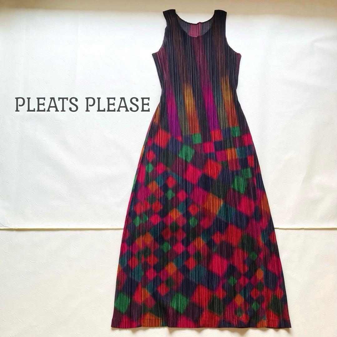 PLEATS PLEASE 秋色 ワンピース イッセイミヤケ ノースリーブ 3PLEATS PLEASE;没有明显的损伤或污渍