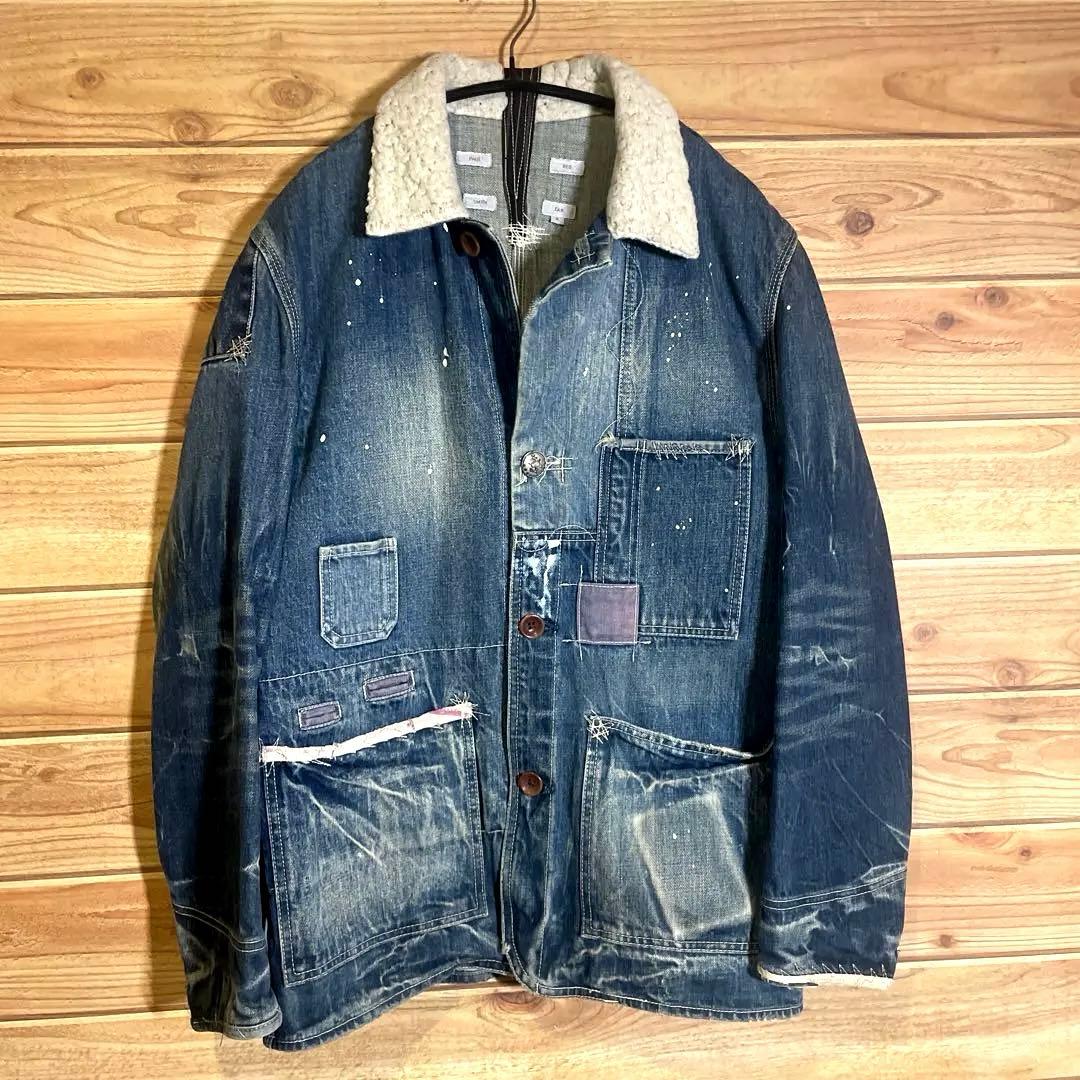 PAUL SMITH RED EAR デニムジャケット ボア襟 加工 M