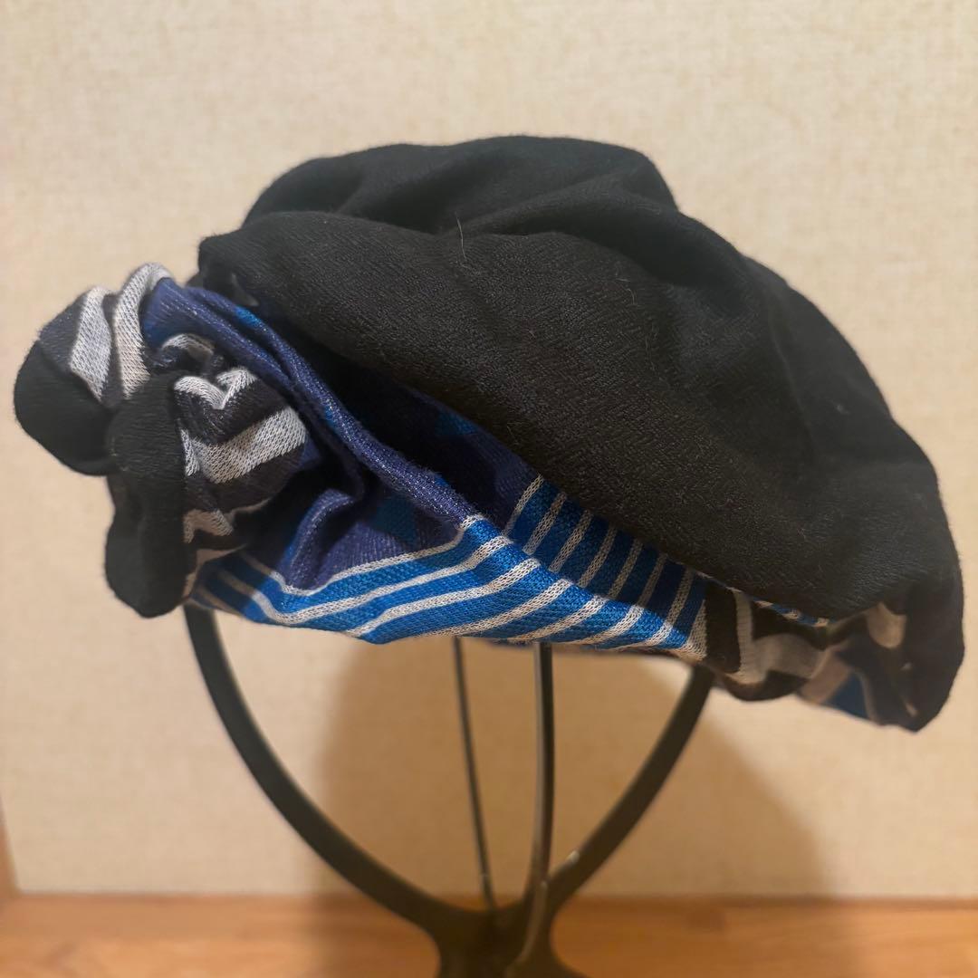 【匿名配送】ベレー帽 秋冬素材 黒 青 グレー ユニセックス接近未使用