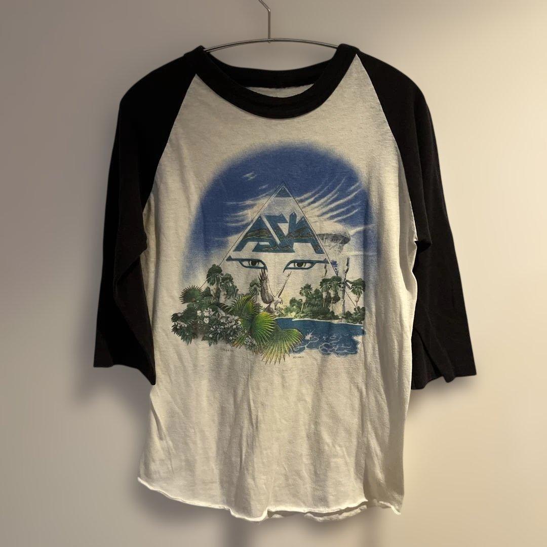 80s ASIA エイジア　INVASIAN'83 ビンテージバンドTシャツ有些许损伤或污渍