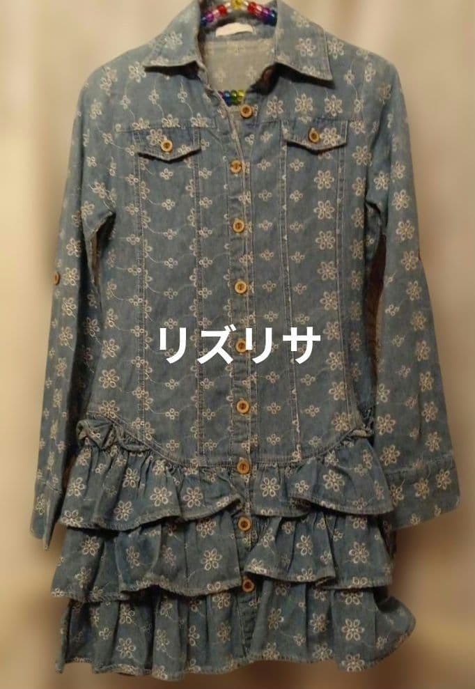 LIZ LISA デニムワンピース フリル 花柄刺繍 MサイズLIZ LISA;没有明显的损伤或污渍