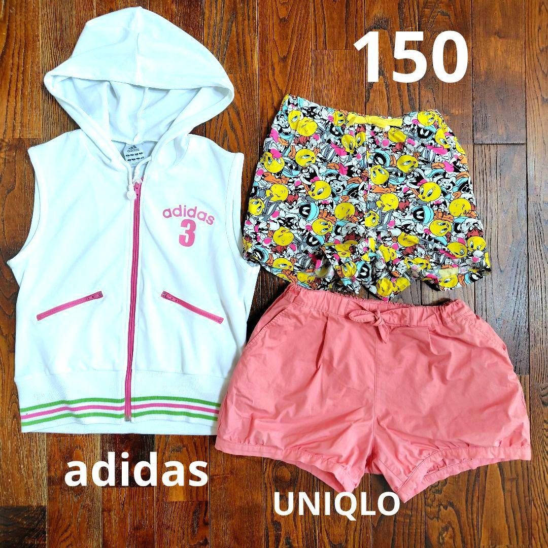 adidas フード付きベスト ショートパンツ セット　150