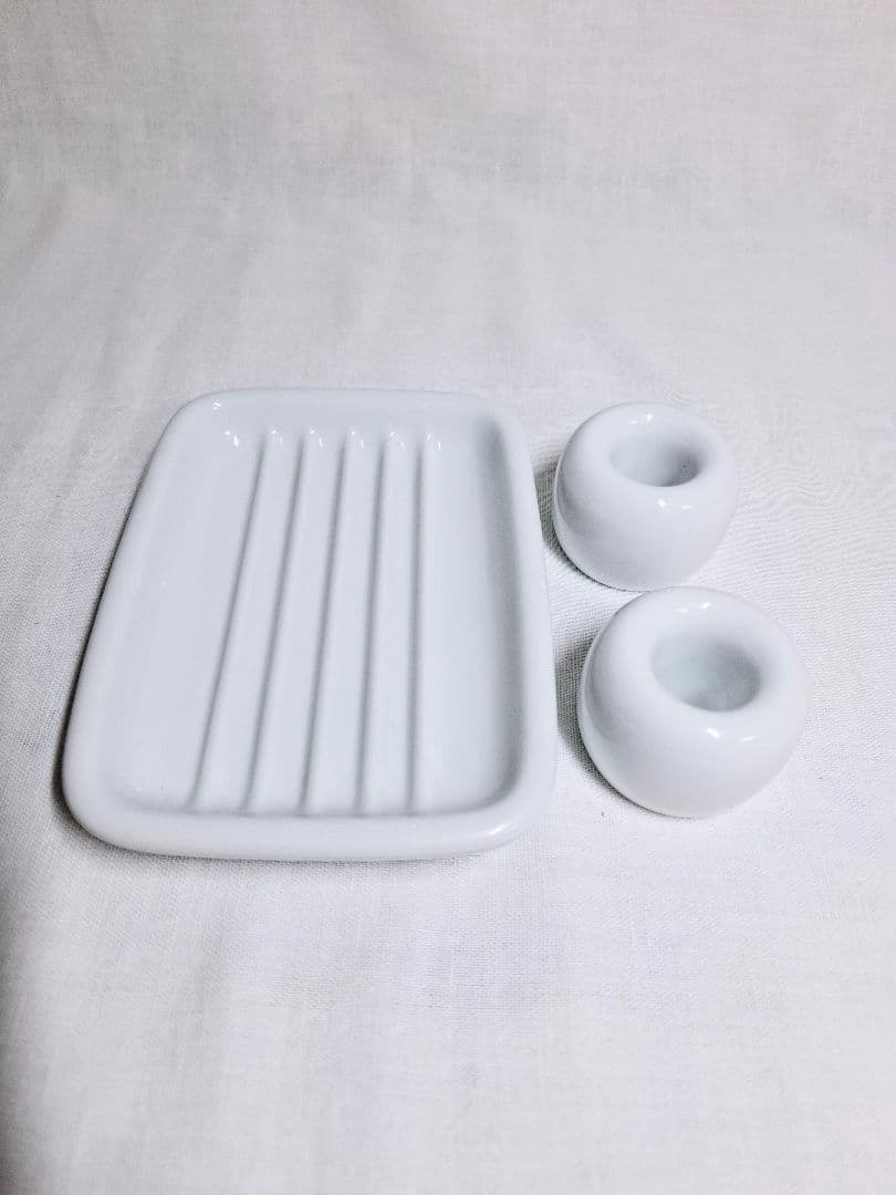 無印良品 ソープディッシュ（約12×9cm）＆歯ブラシスタンド 2個セット有些许损伤或污渍