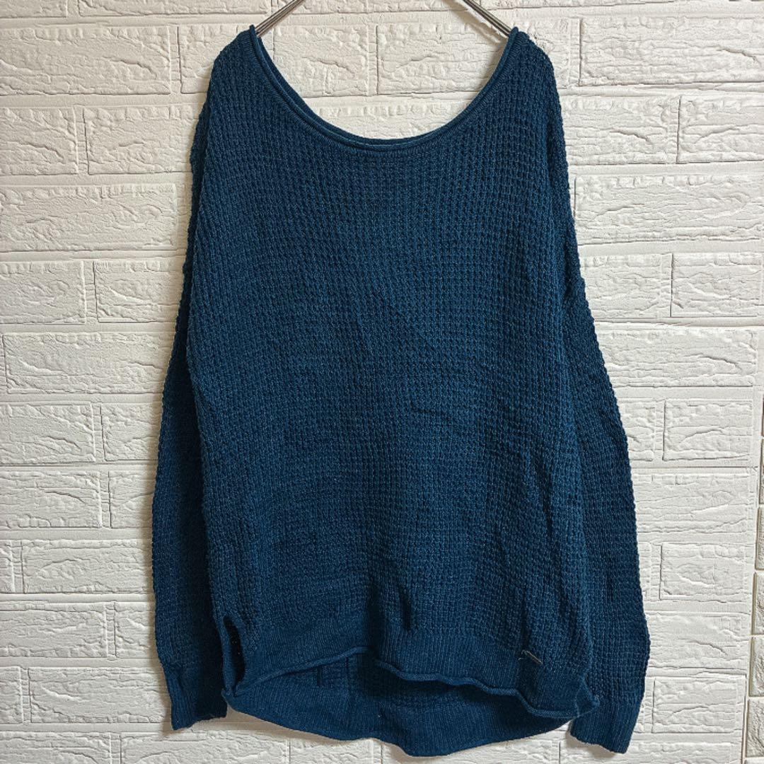 【人気ブランド】【XS】HOLLISTER ざっくり編み ローゲージニットブルー