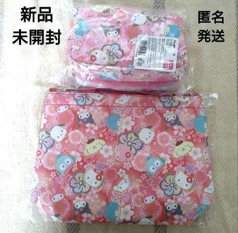２点/未開封【サンリオ】和柄 トートバッグ(ランチトートバッグ)・スクエアポーチ