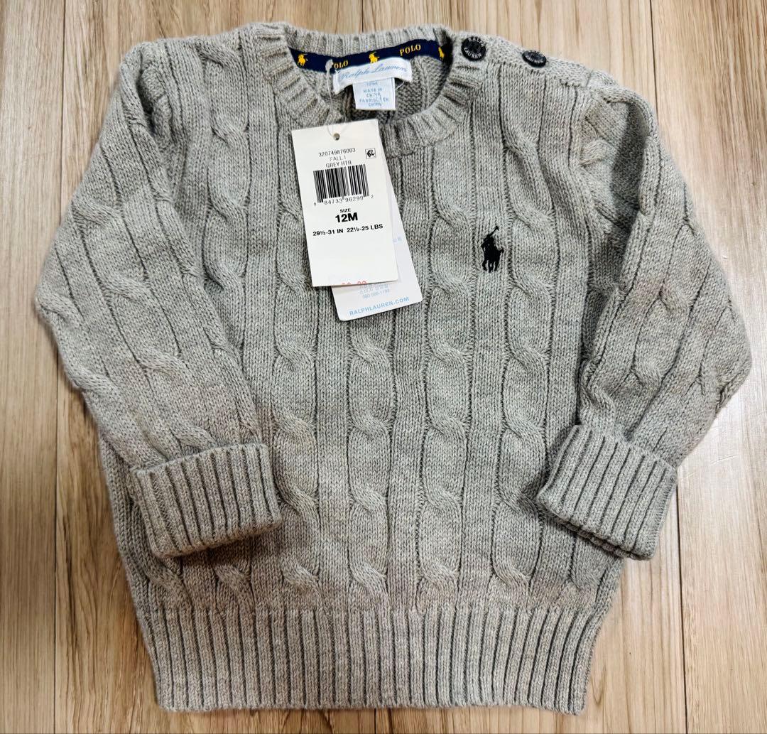 Ralph Lauren ケーブルニット セーター グレー 12M