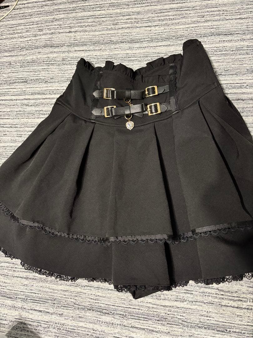 LIZLISA リズリサ 2連リボンベルトスカート 黒