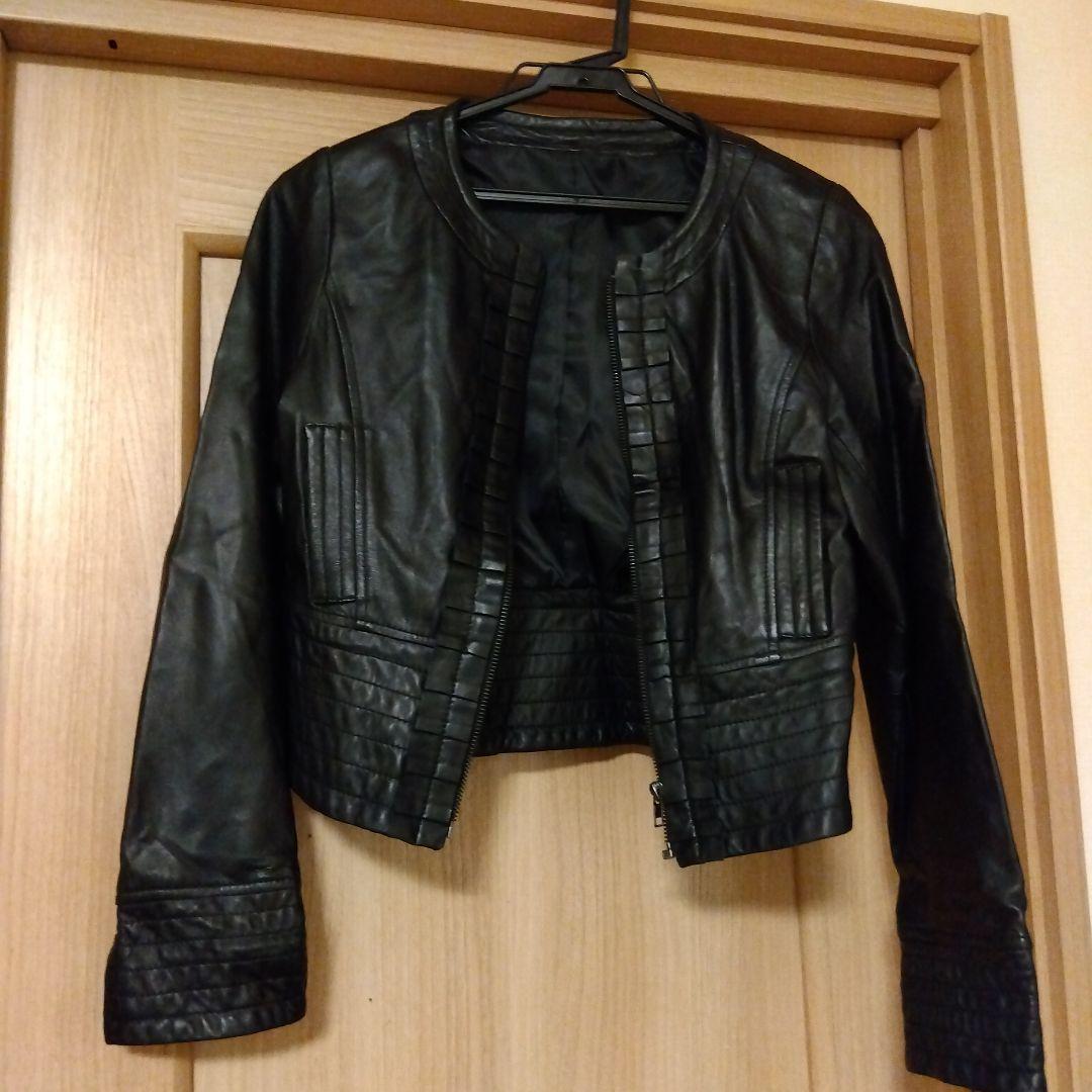 ブラック羊革クロップドジャケット MサイズRESPIGHI;没有明显的损伤或污渍