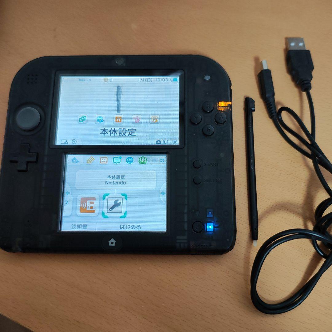 Nintendo 2DS 本体 ブラック スケルトン有损伤或污渍