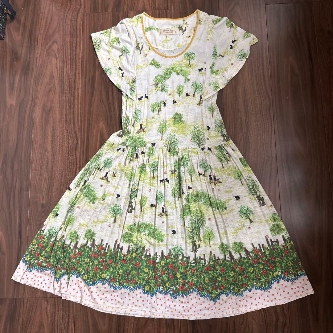フランシュリッペ　フレアスリーブ膝丈ワンピース 美品franche lippee;没有明显的损伤或污渍