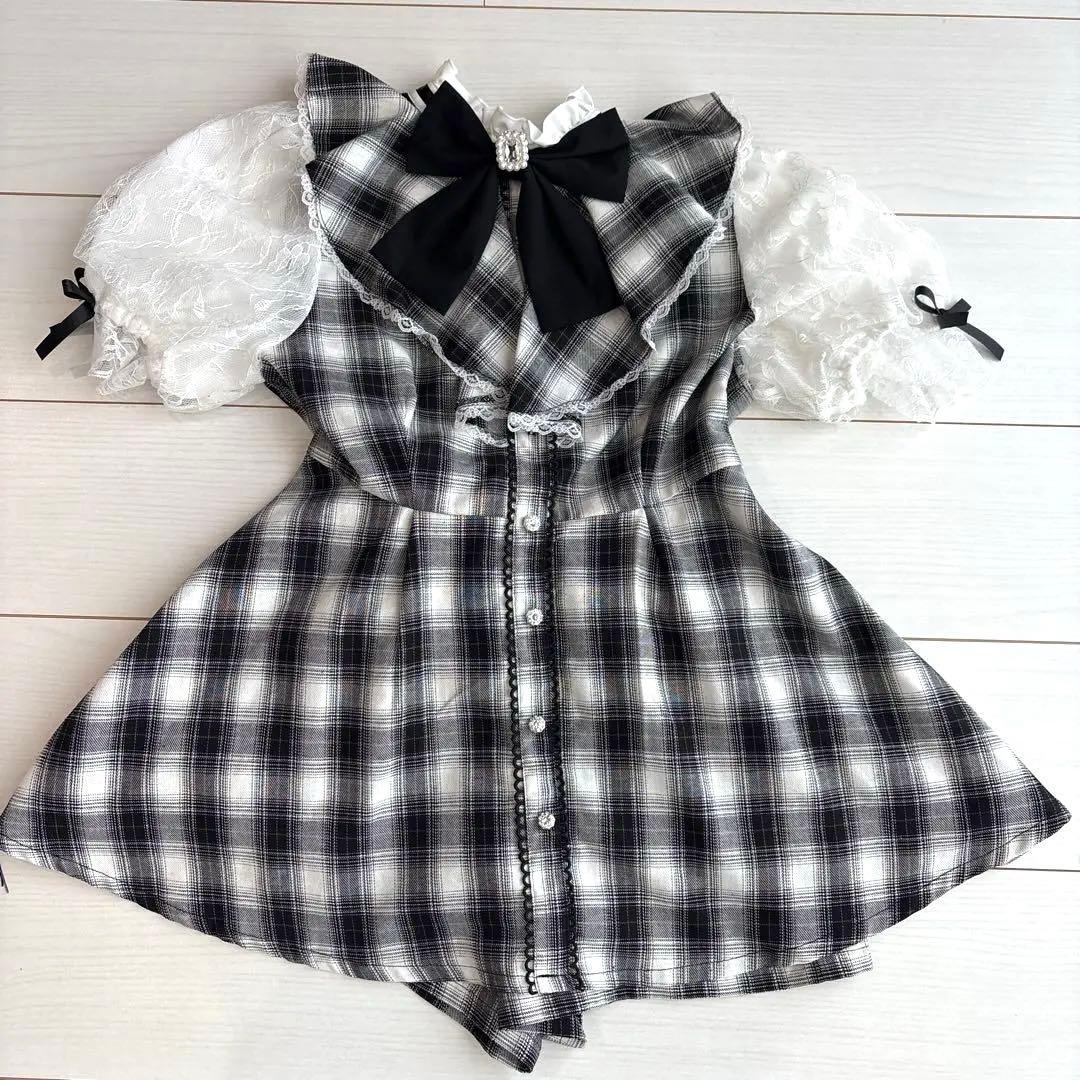 【値下げ!】 Majorretty チェック柄 パフ袖セットアップAvail;未使用